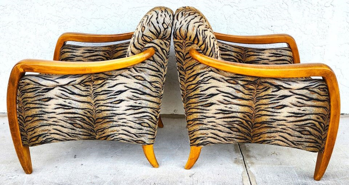 Vintage Club Chairs & Ottoman A Pair