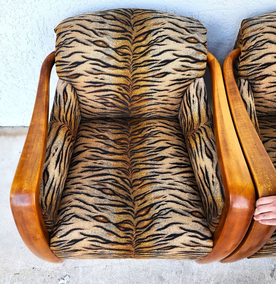 Vintage Club Chairs & Ottoman A Pair