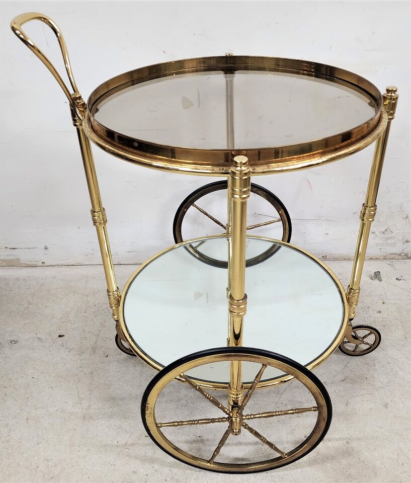 Vintage Bar Cart Italian Gilt Rope & Tassel Drinks Trolley