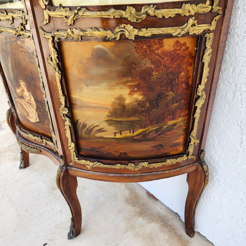 19th Century French Vernis Martin Vitrine Louis XVI