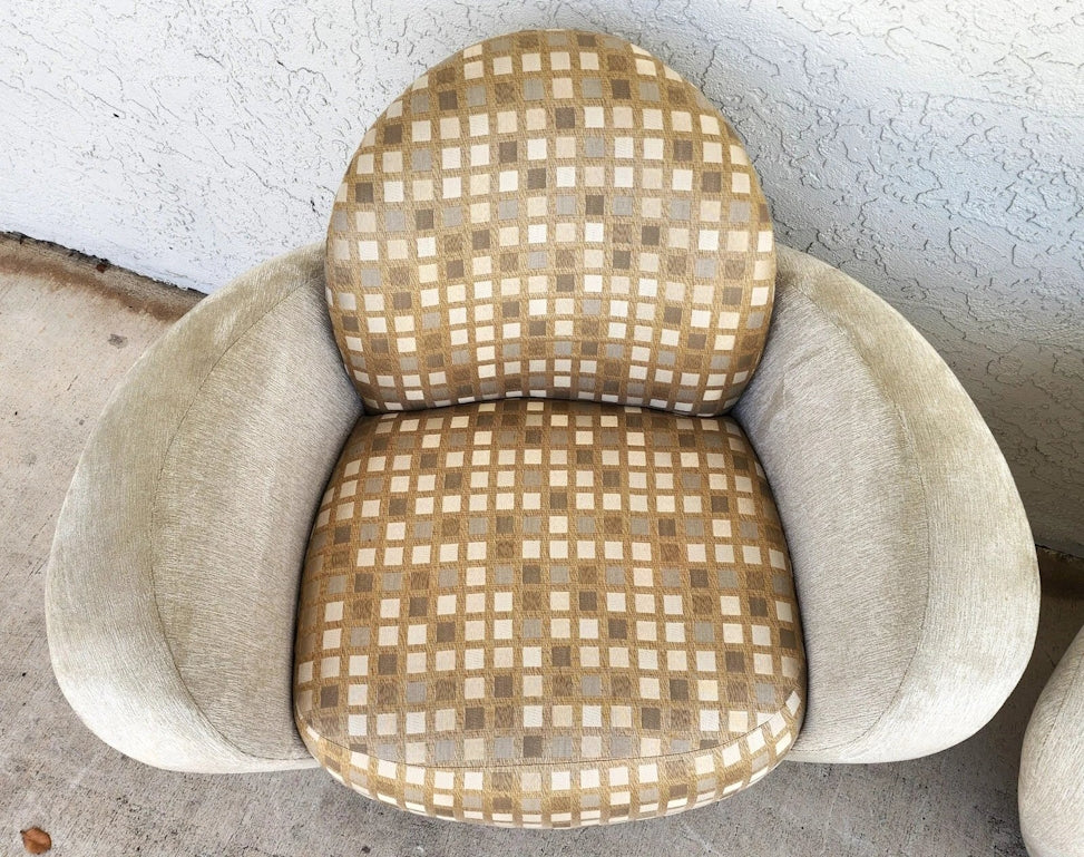 Michael Wolk Miami Club Chairs Swivel Pair