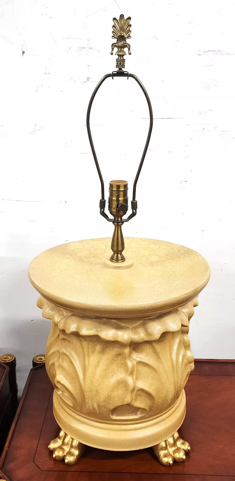 Vintage WILDWOOD Table Lamps Ceramic Gilt Paw Footed Pair