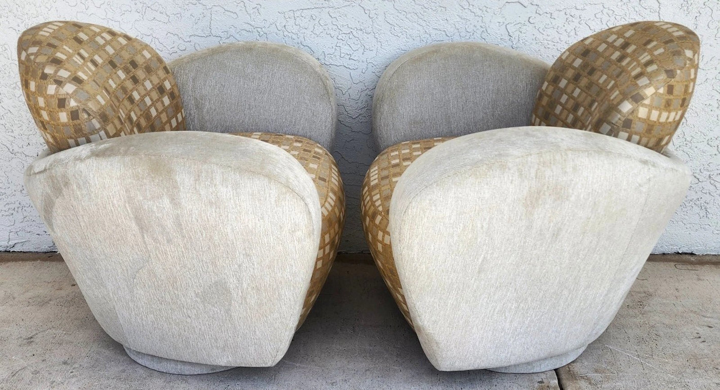 Michael Wolk Miami Club Chairs Swivel Pair
