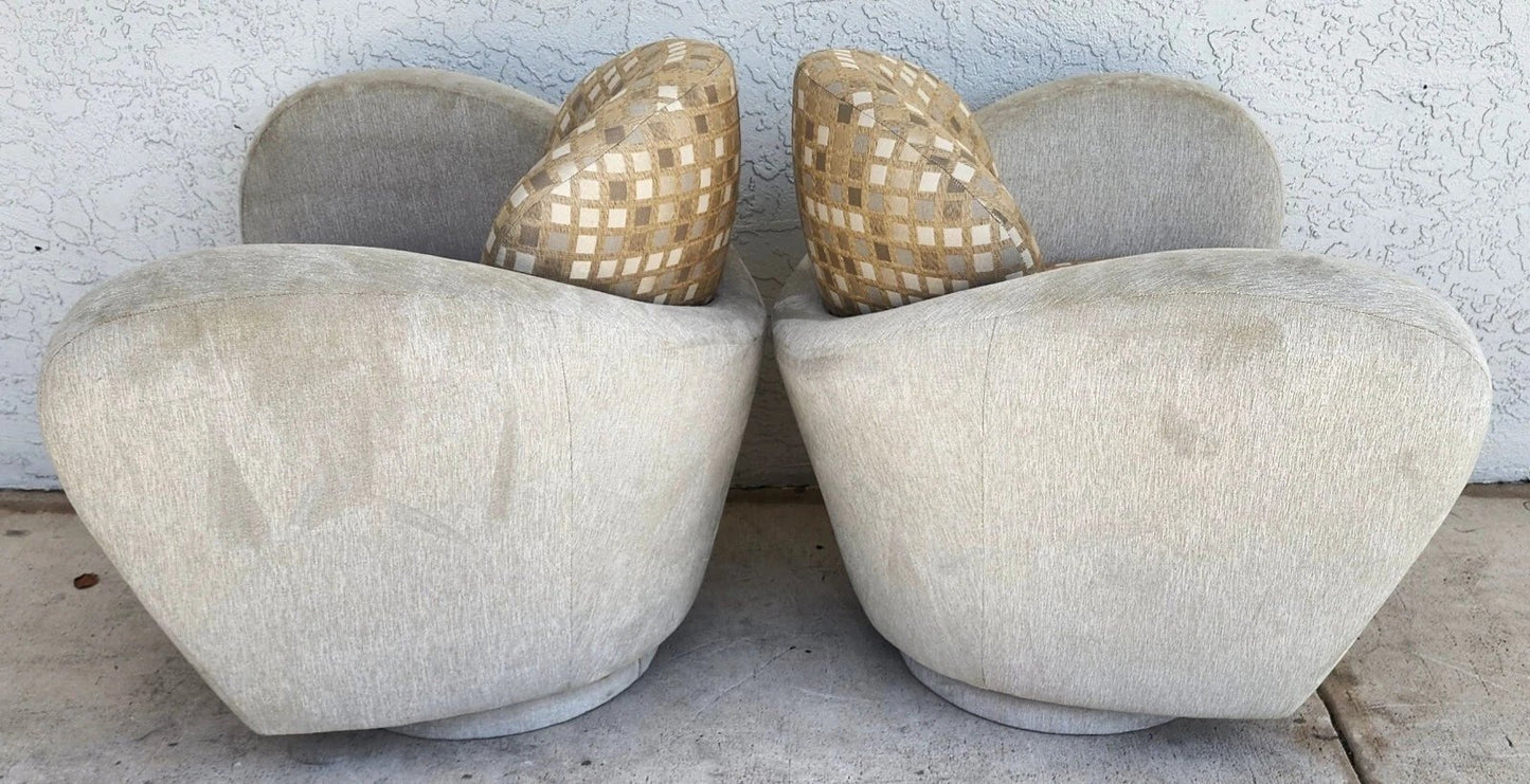 Michael Wolk Miami Club Chairs Swivel Pair