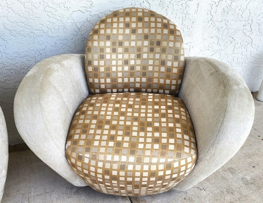 Michael Wolk Miami Club Chairs Swivel Pair