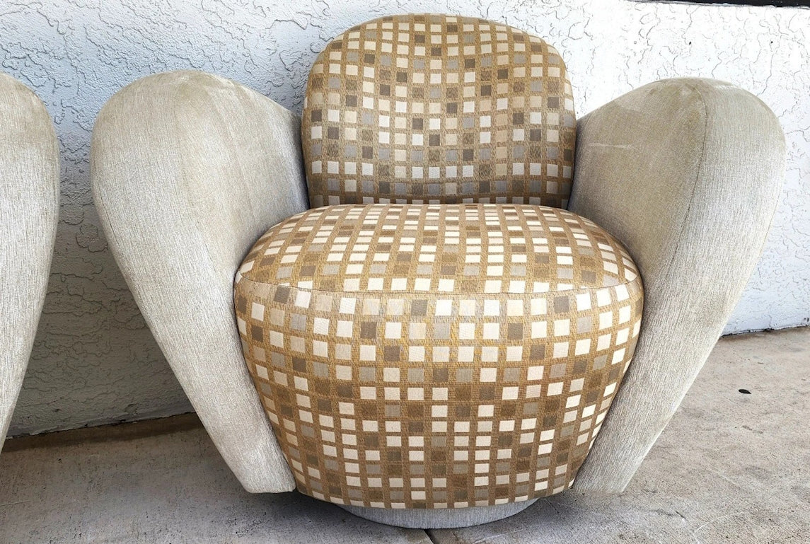 Michael Wolk Miami Club Chairs Swivel Pair