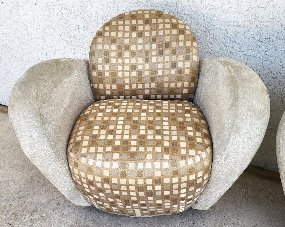 Michael Wolk Miami Club Chairs Swivel Pair