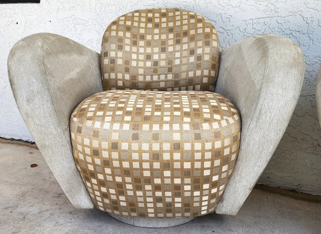 Michael Wolk Miami Club Chairs Swivel Pair