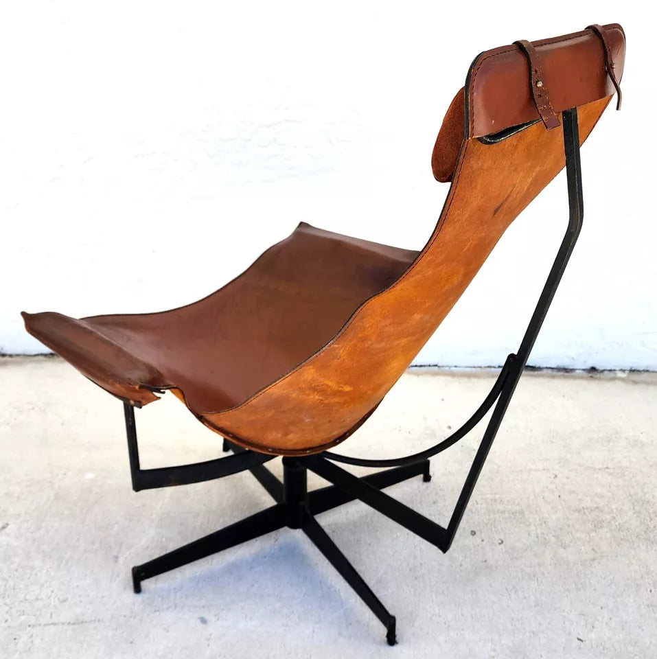 LEATHER SLING K CHAIR BY WILLIAM KATAVOLOS