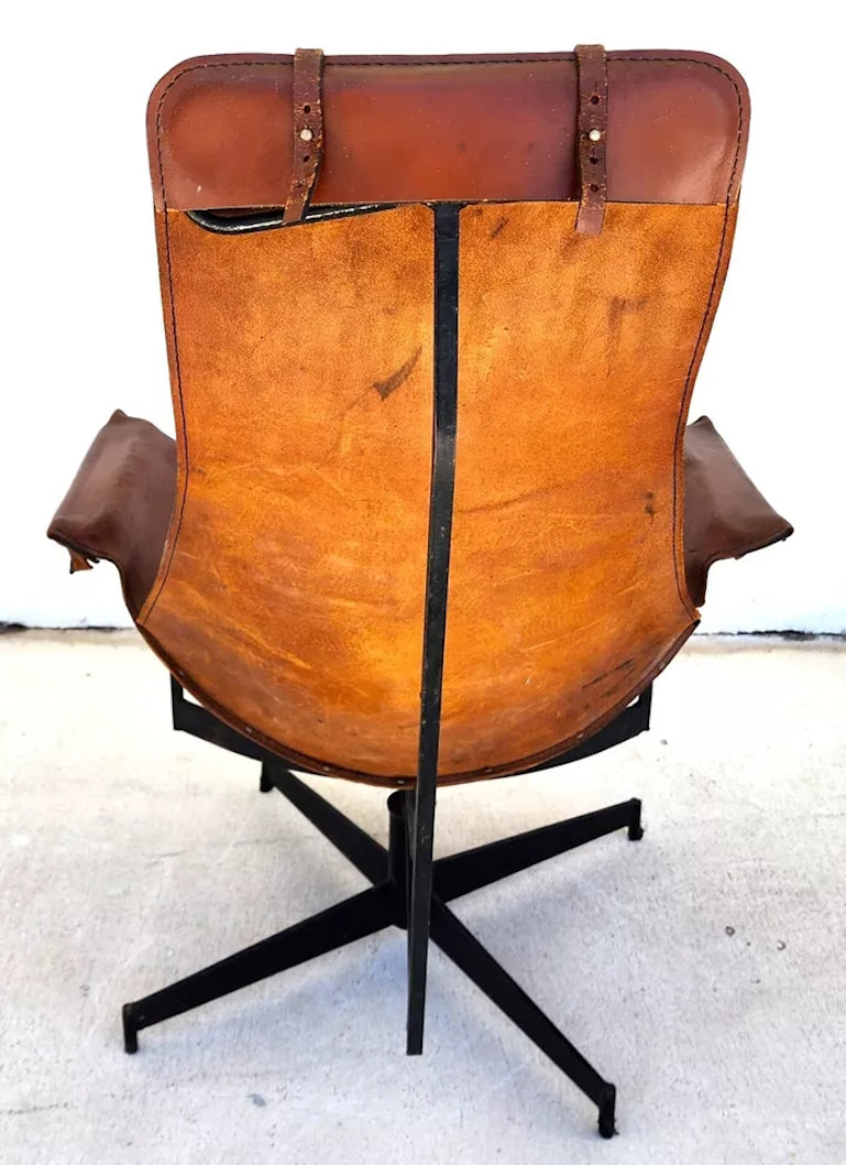 LEATHER SLING K CHAIR BY WILLIAM KATAVOLOS