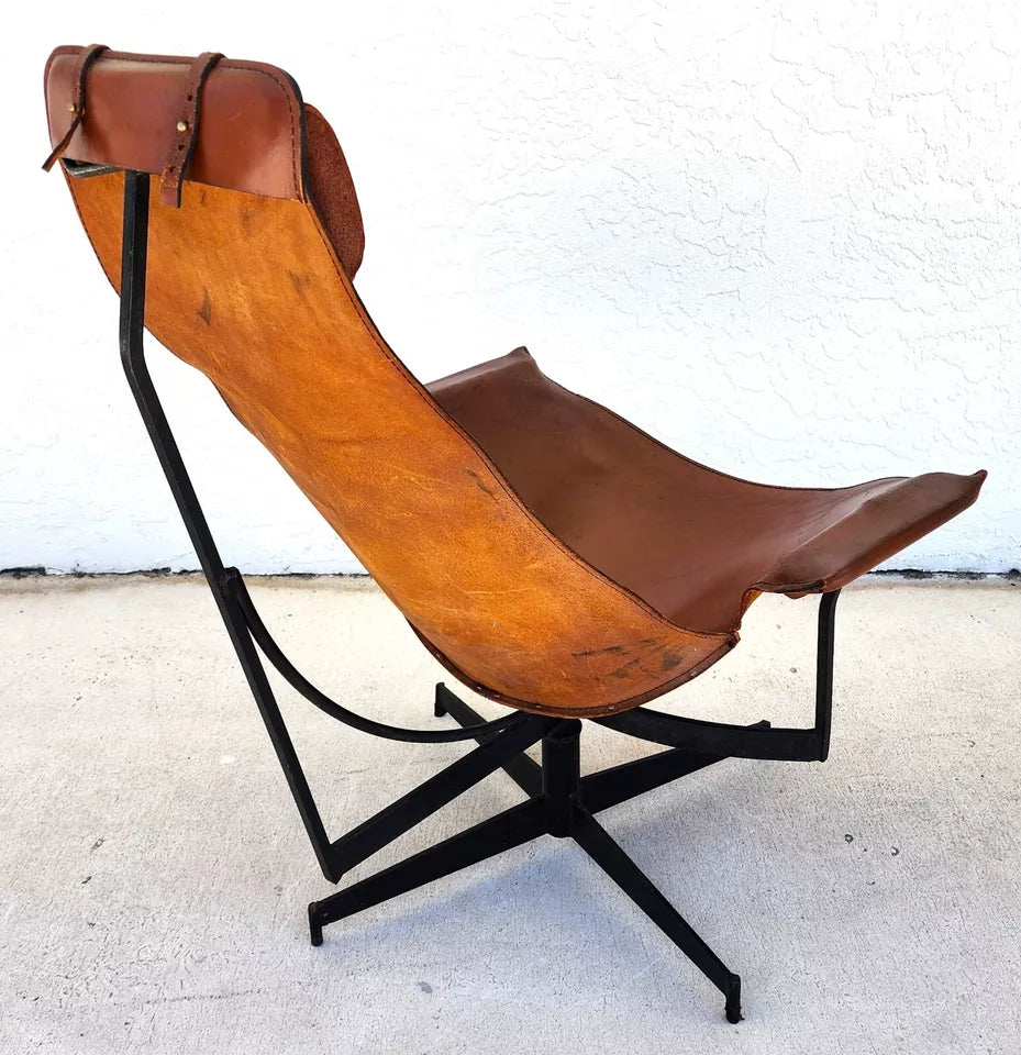 LEATHER SLING K CHAIR BY WILLIAM KATAVOLOS