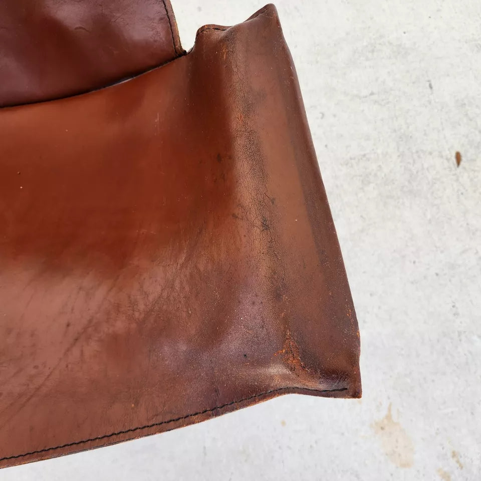 LEATHER SLING K CHAIR BY WILLIAM KATAVOLOS