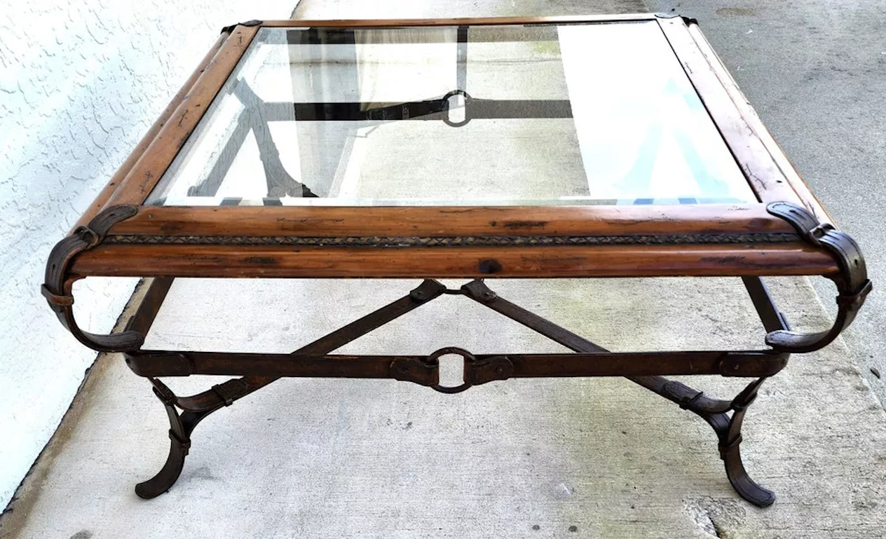 Adnet Hermes Style Coffee Table Equestrian Ranch Rustic