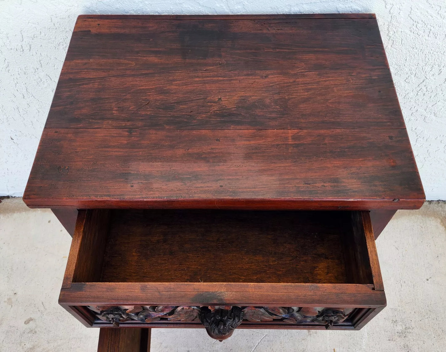 Hand Carved Angels Nightstand Side Table