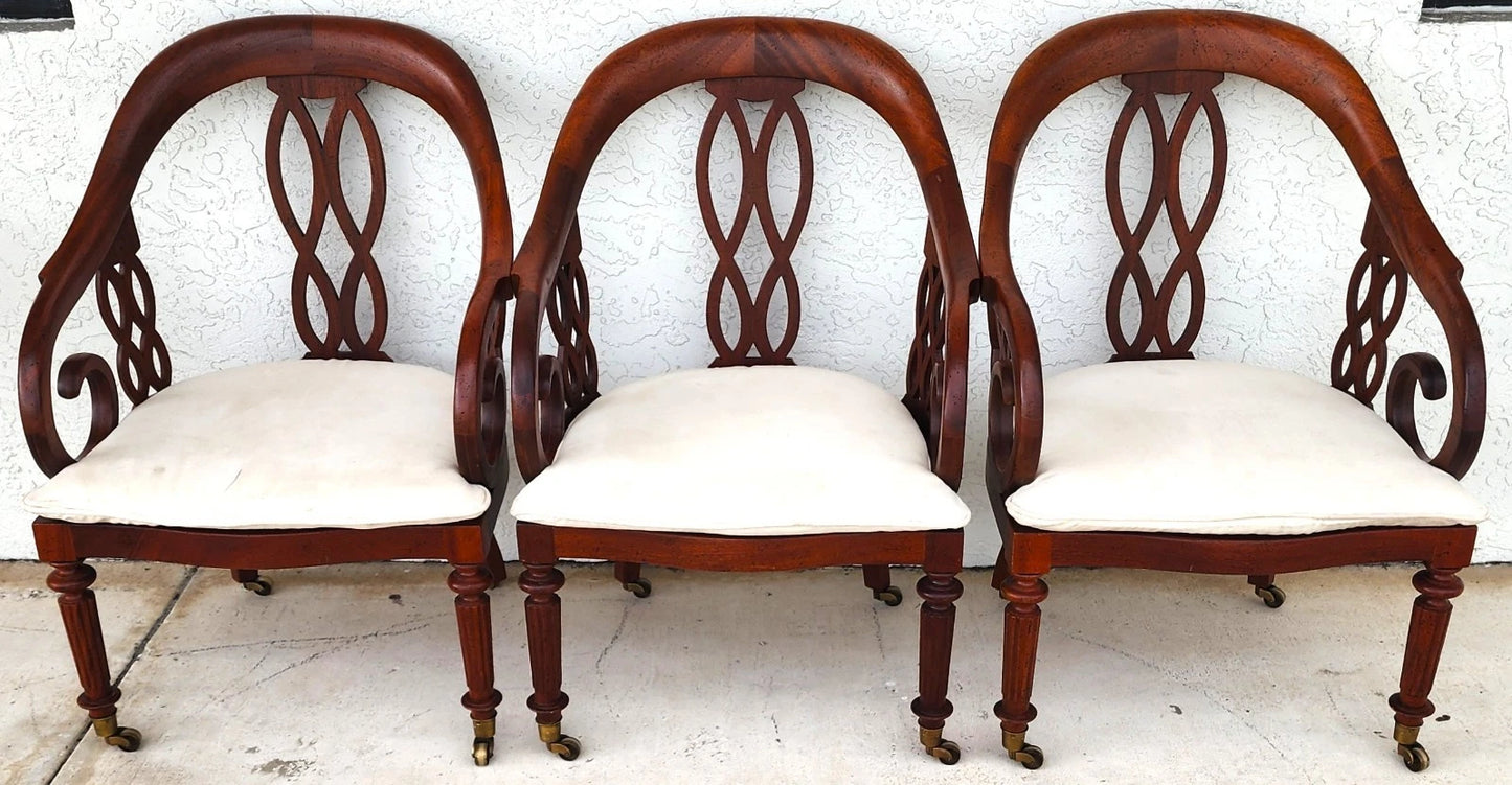 Baker Regency Armchairs Rolling Set of 3