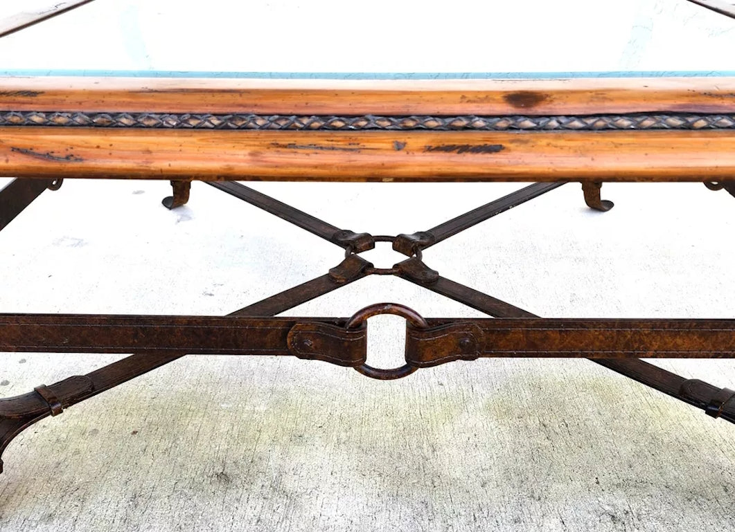 Adnet Hermes Style Coffee Table Equestrian Ranch Rustic