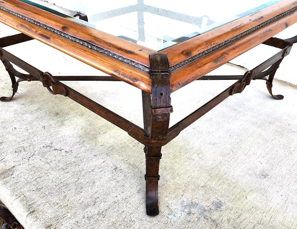 Adnet Hermes Style Coffee Table Equestrian Ranch Rustic