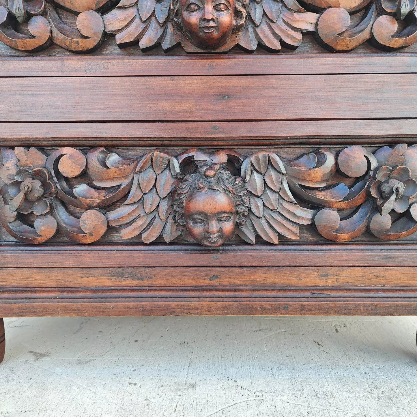Hand Carved Angels Nightstand Side Table