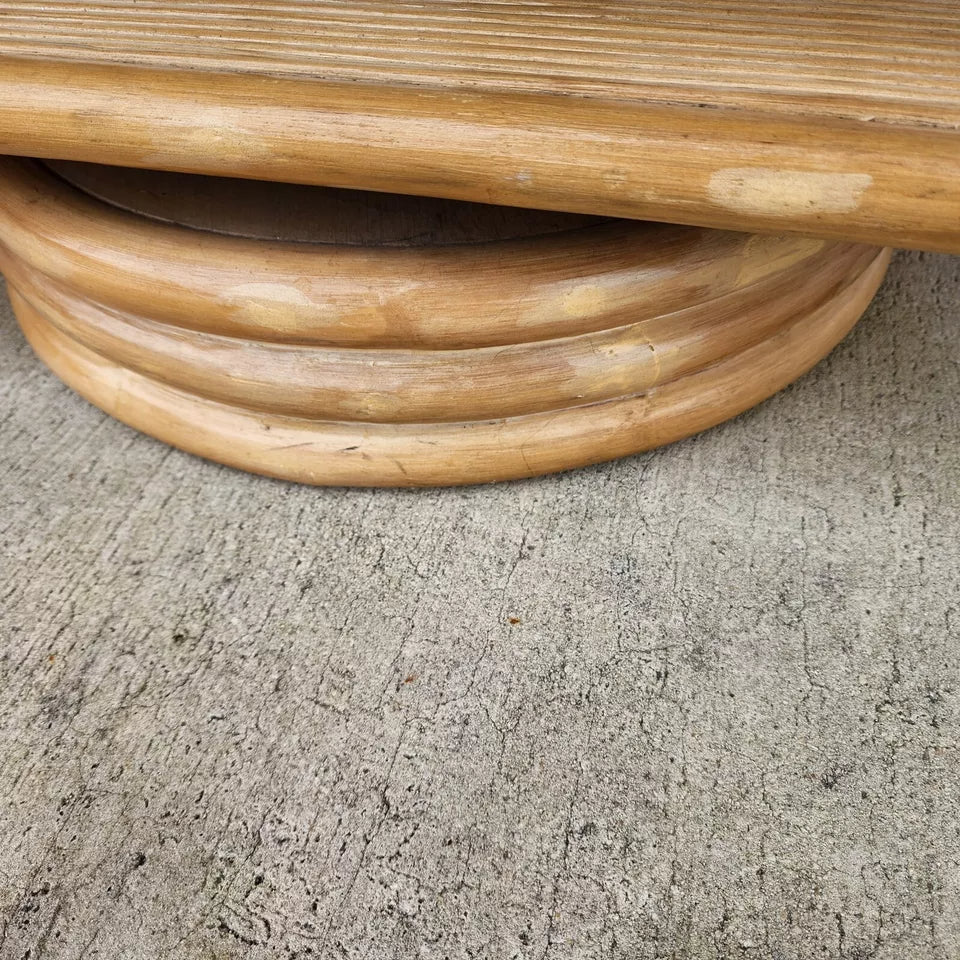 Vintage Bamboo TV Side Table Rotating