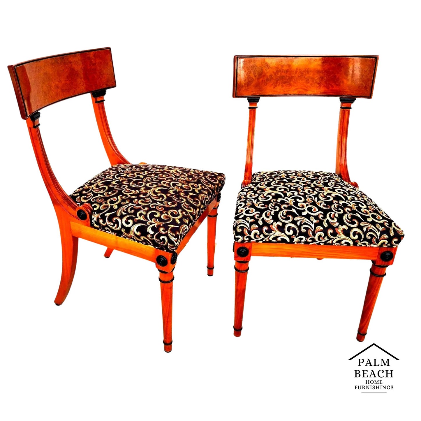 Pair of Biedermeier Empire Chairs Burl