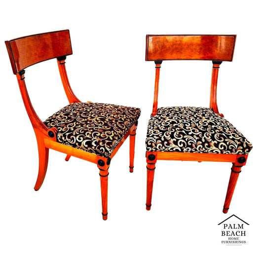 Pair of Biedermeier Empire Chairs Burl