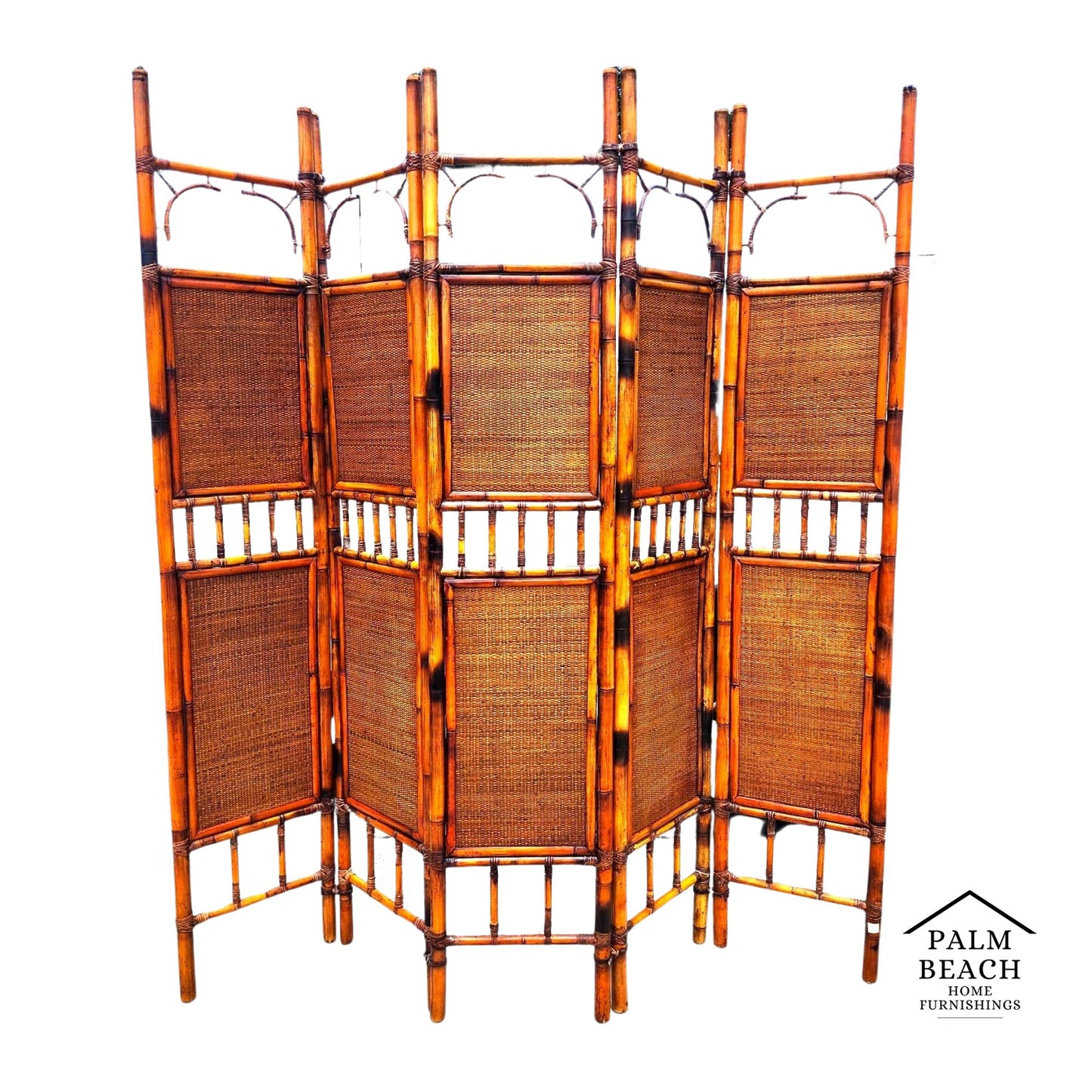 Vintage Bamboo Screen Room Divider Headboard 1960s