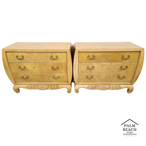 (2) King Burl Wood Nightstands by CENTURY FURNITURE