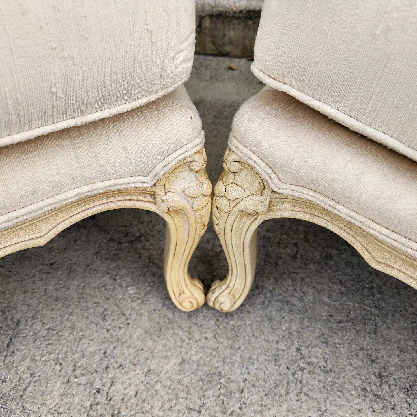 Drexel Heritage Louis XV French Armchairs Linen