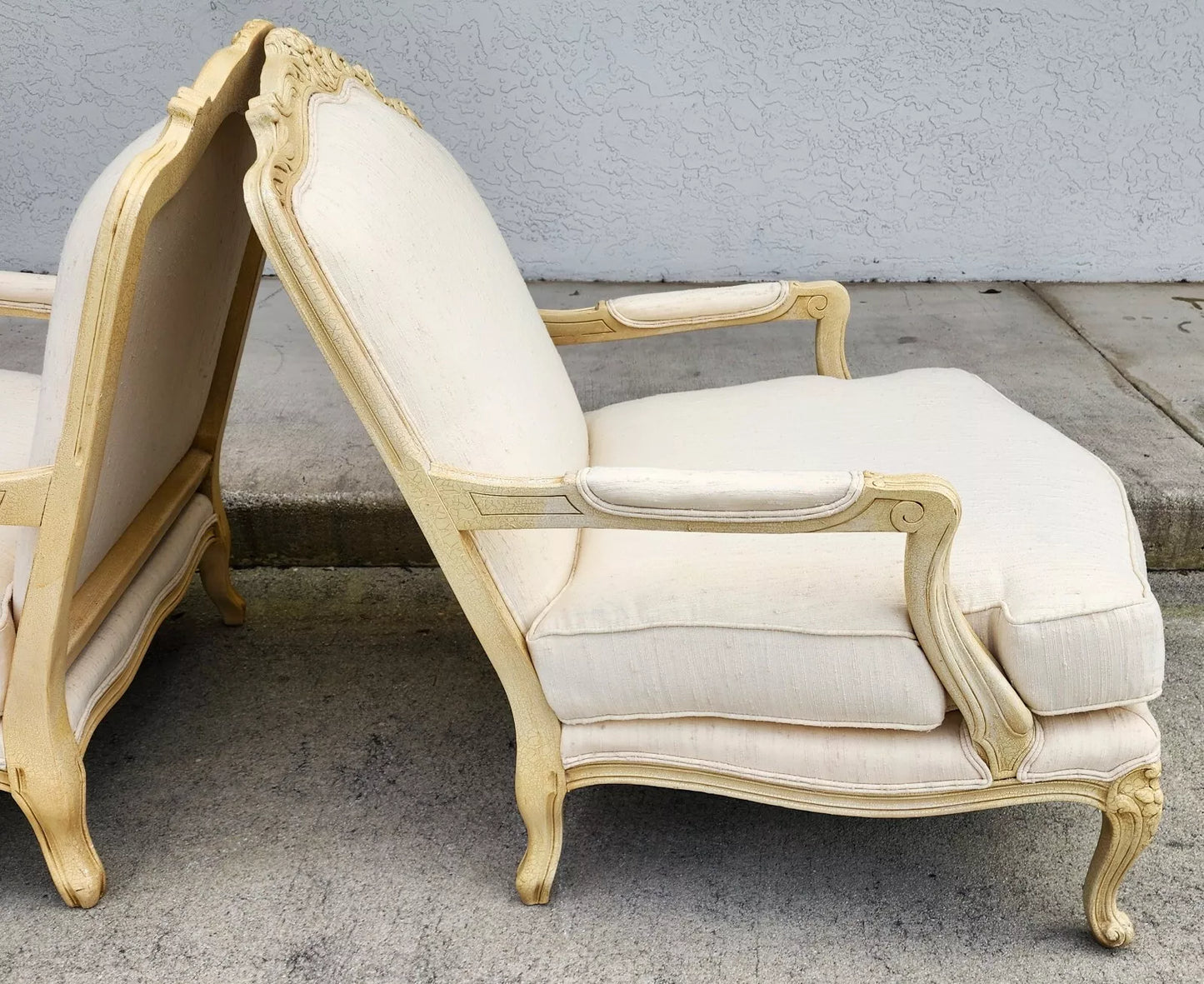 Drexel Heritage Louis XV French Armchairs Linen