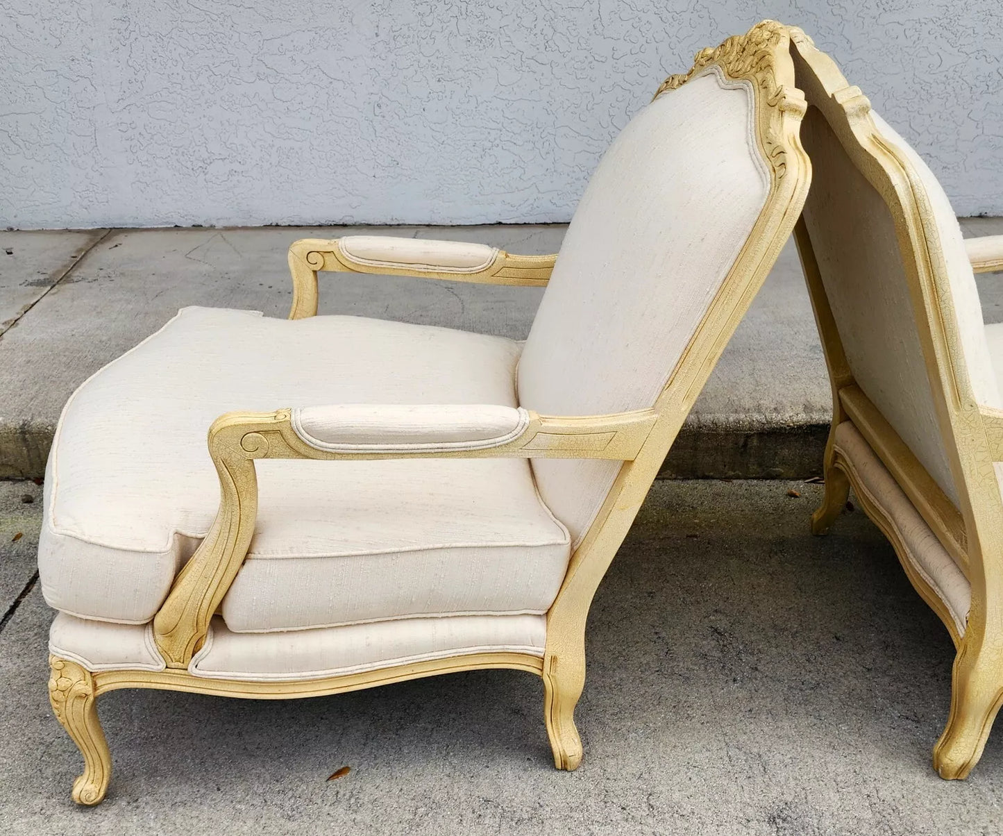 Drexel Heritage Louis XV French Armchairs Linen