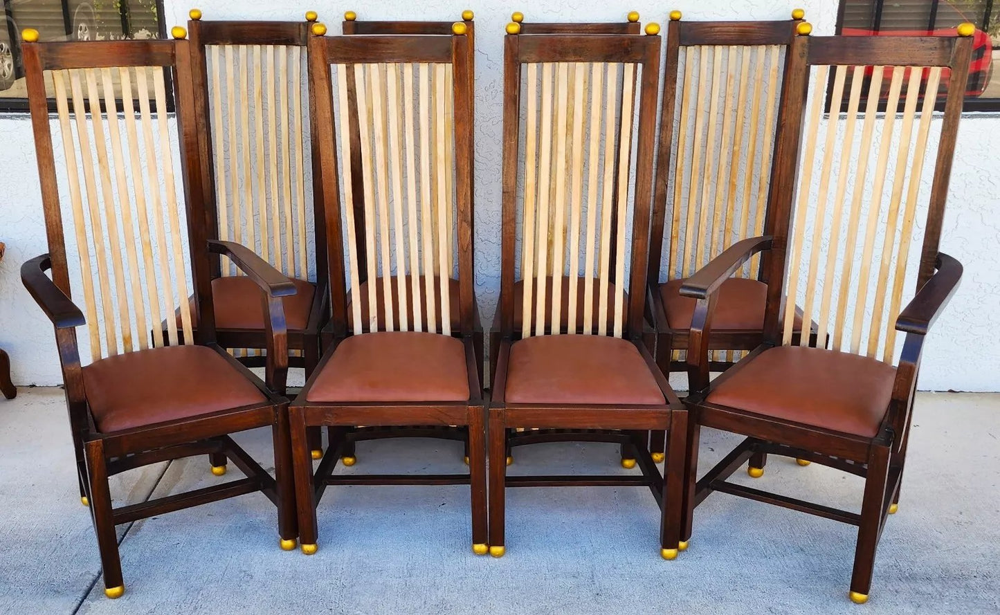 Frank Lloyd Wright Style Dining Chairs Set of 8