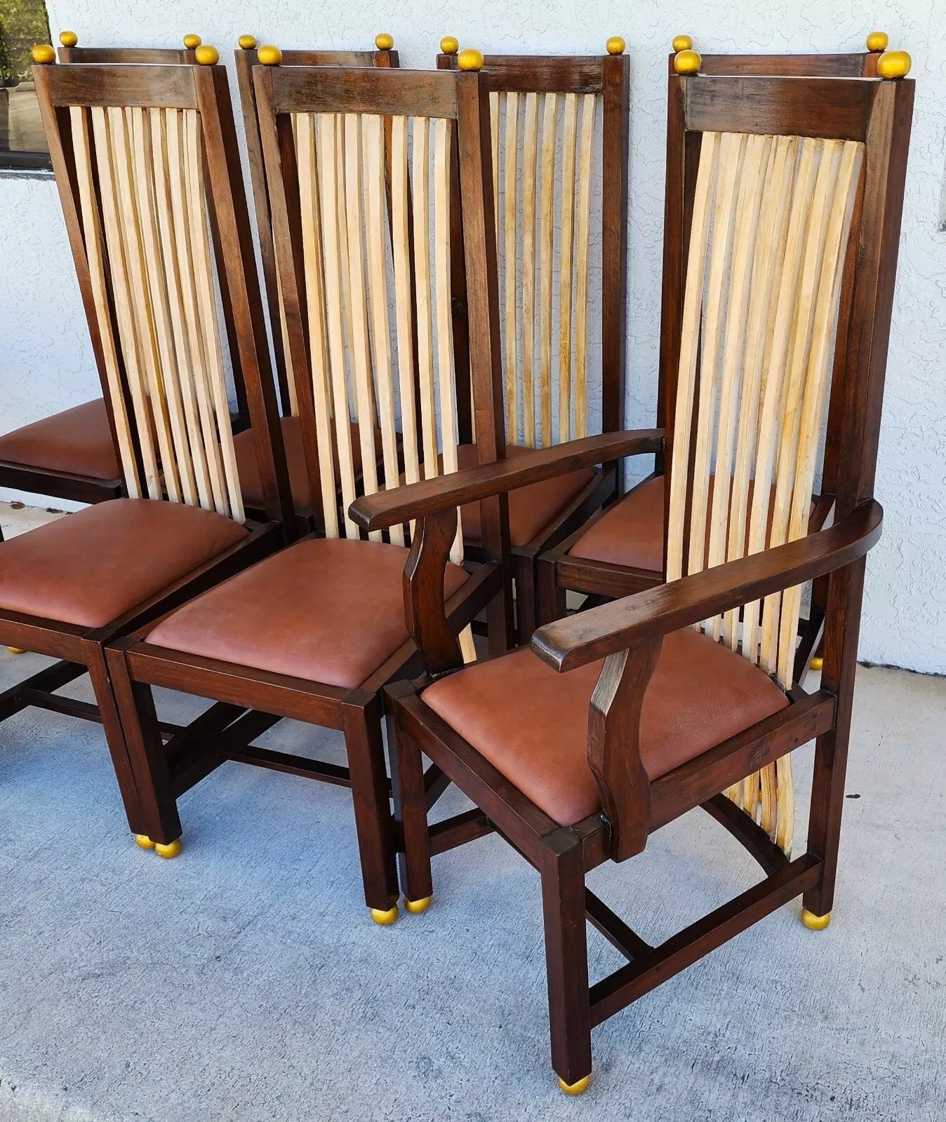 Frank Lloyd Wright Style Dining Chairs Set of 8