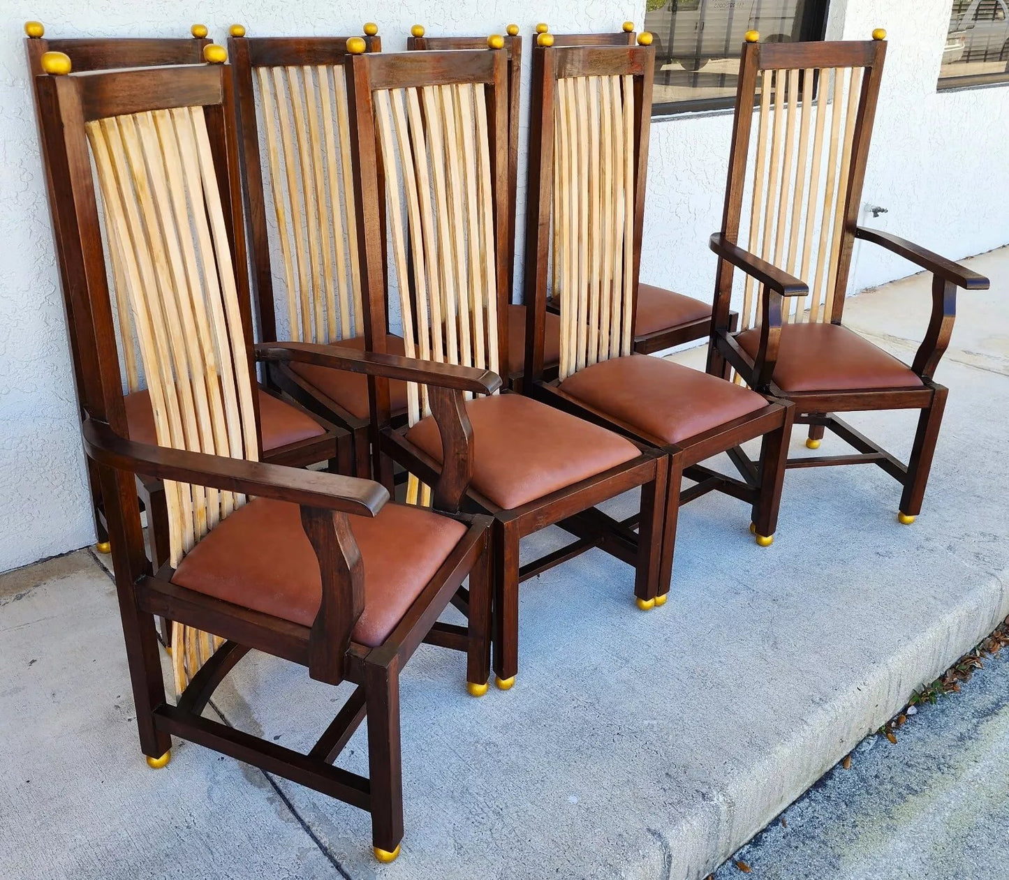 Frank Lloyd Wright Style Dining Chairs Set of 8