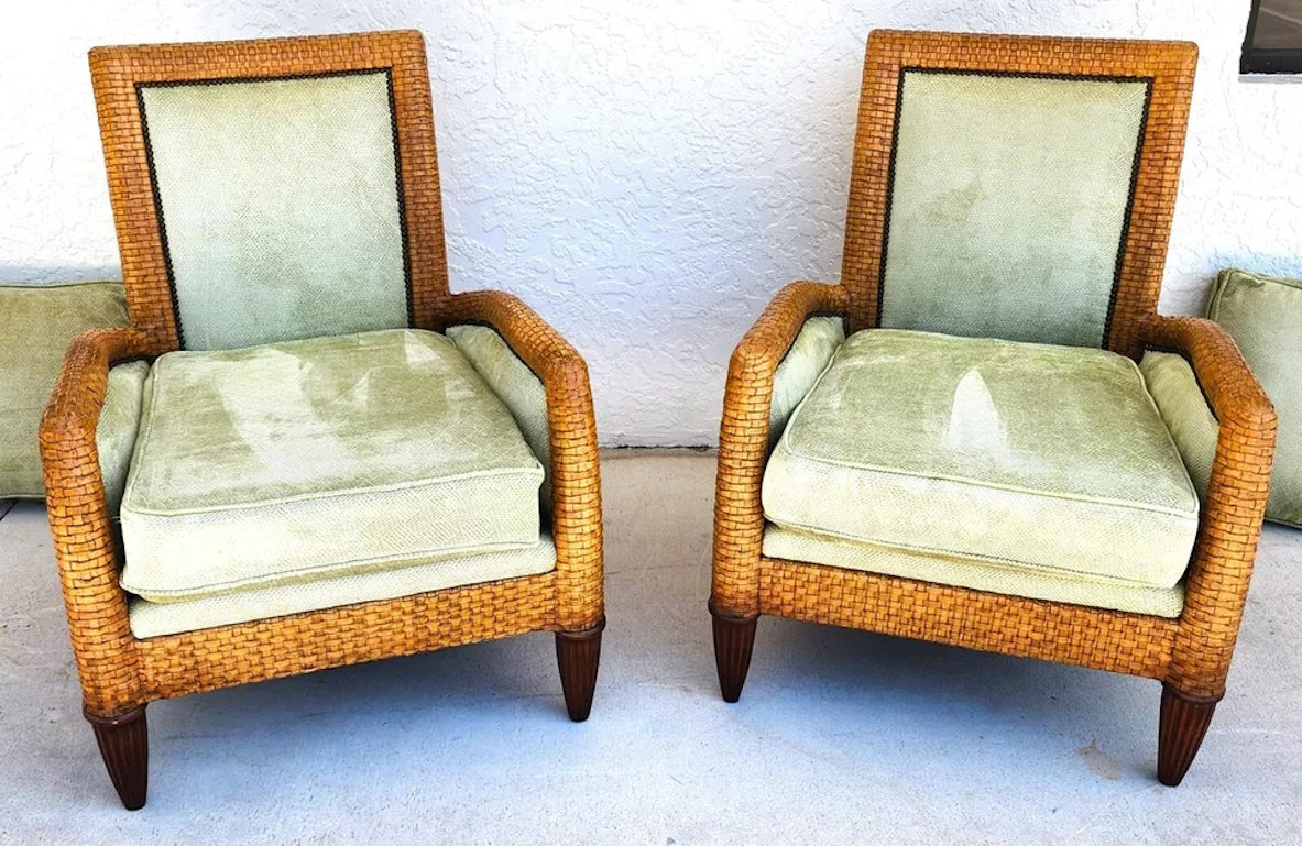 Ferguson Copeland Laced Leather Lounge Chairs