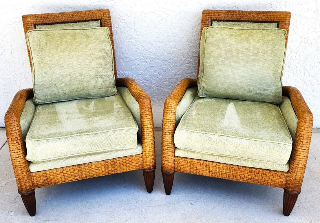 Ferguson Copeland Laced Leather Lounge Chairs