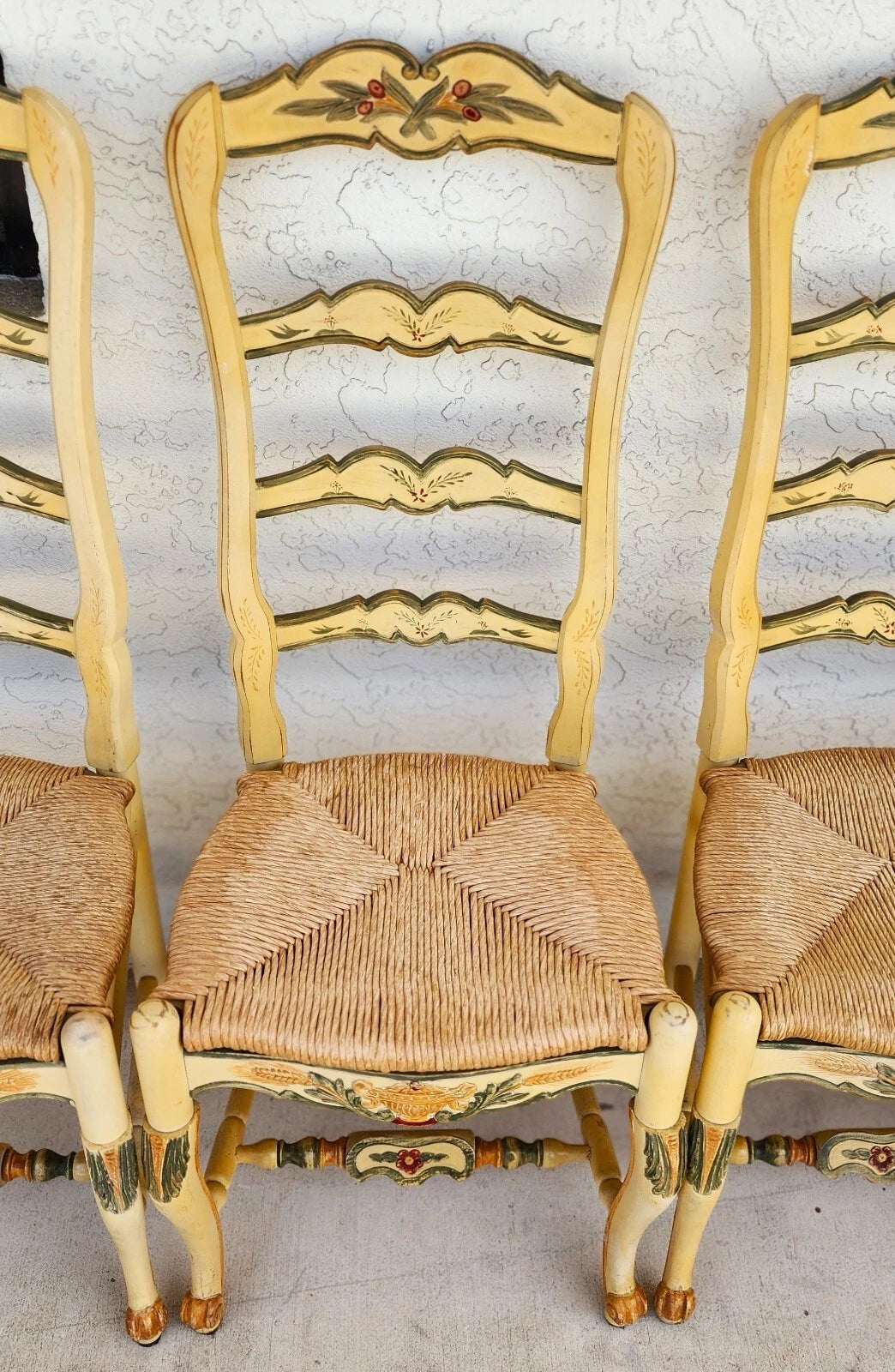 Habersham French Country Dining Chairs Rush Hand Painted