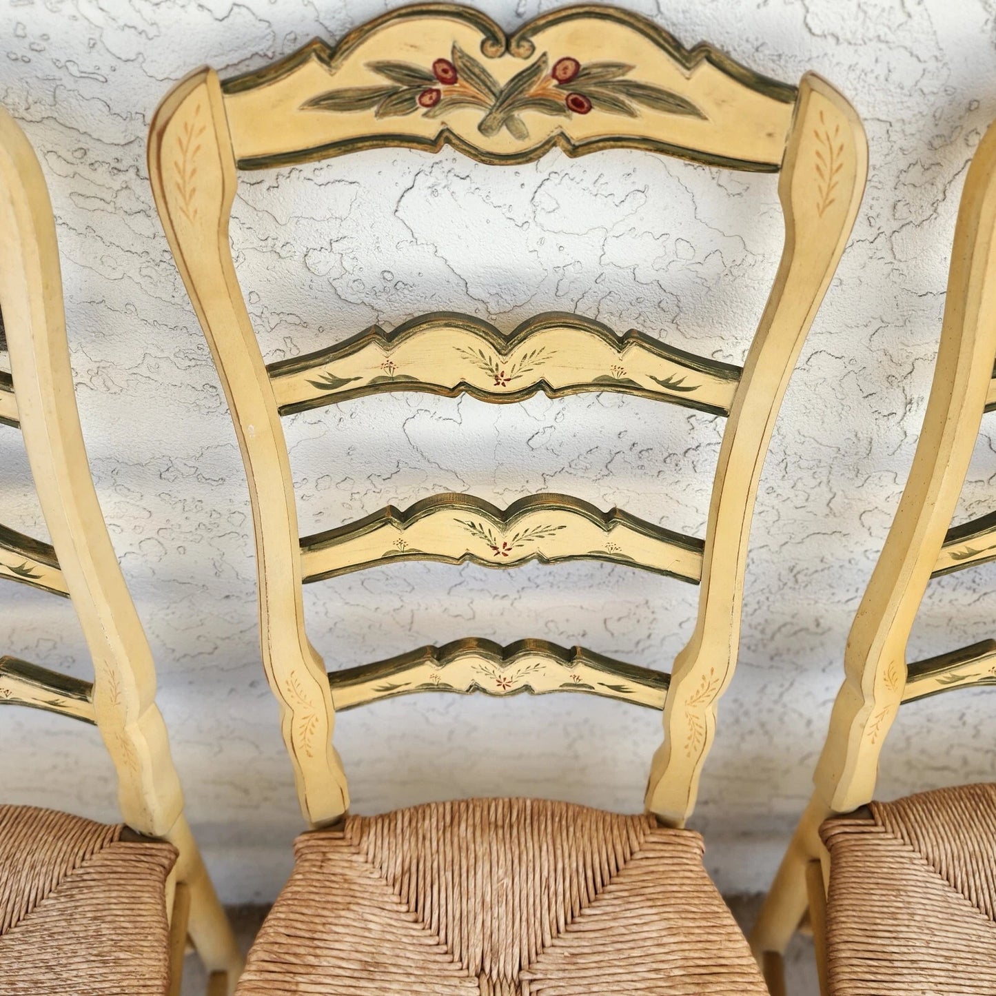 Habersham French Country Dining Chairs Rush Hand Painted