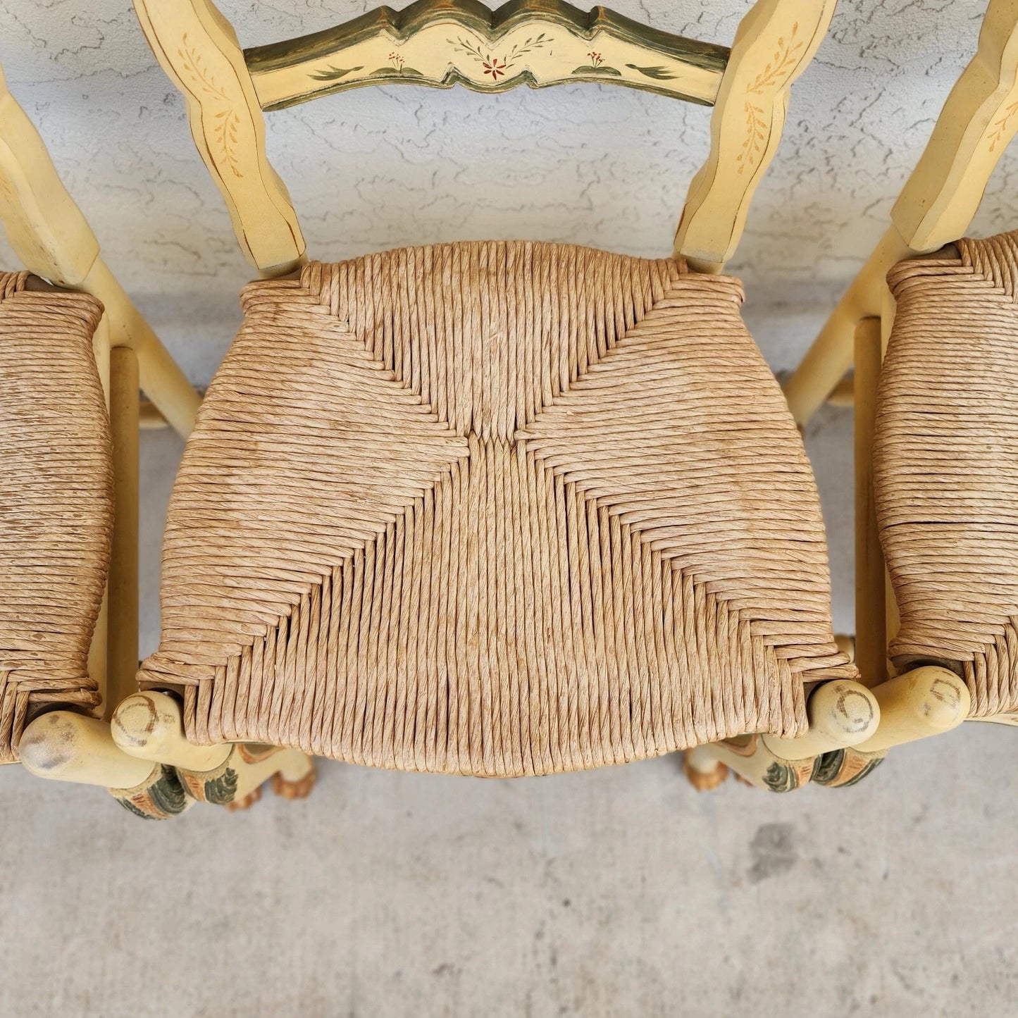 Habersham French Country Dining Chairs Rush Hand Painted