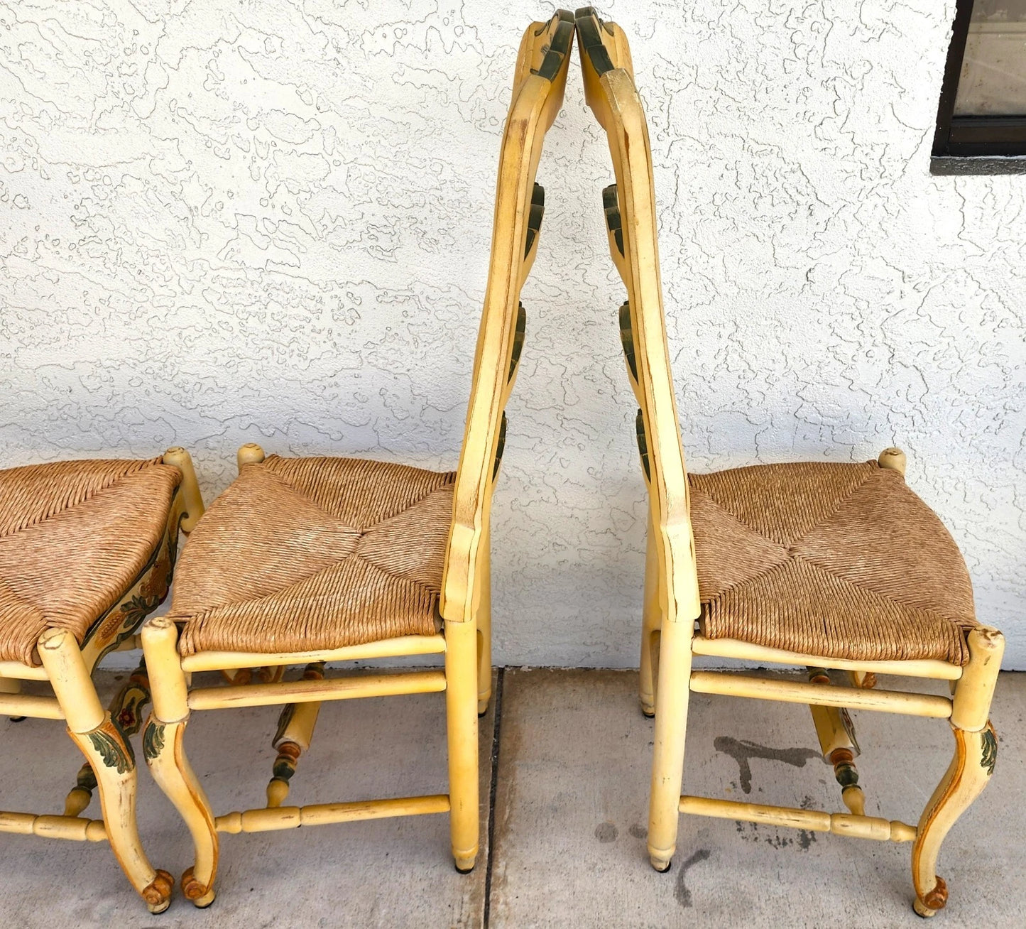 Habersham French Country Dining Chairs Rush Hand Painted