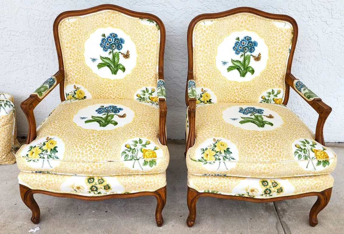 French Country Cottage Armchairs Pair by HEIRLOOM