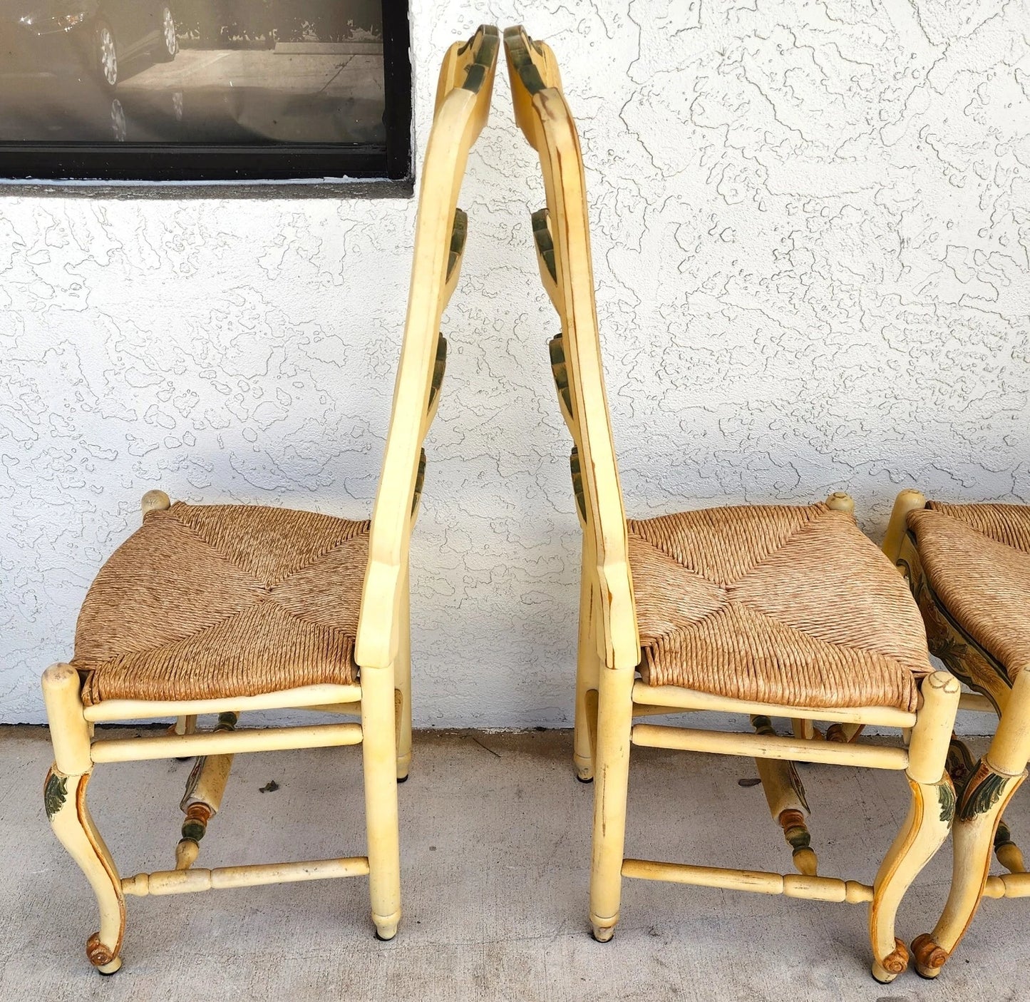 Habersham French Country Dining Chairs Rush Hand Painted