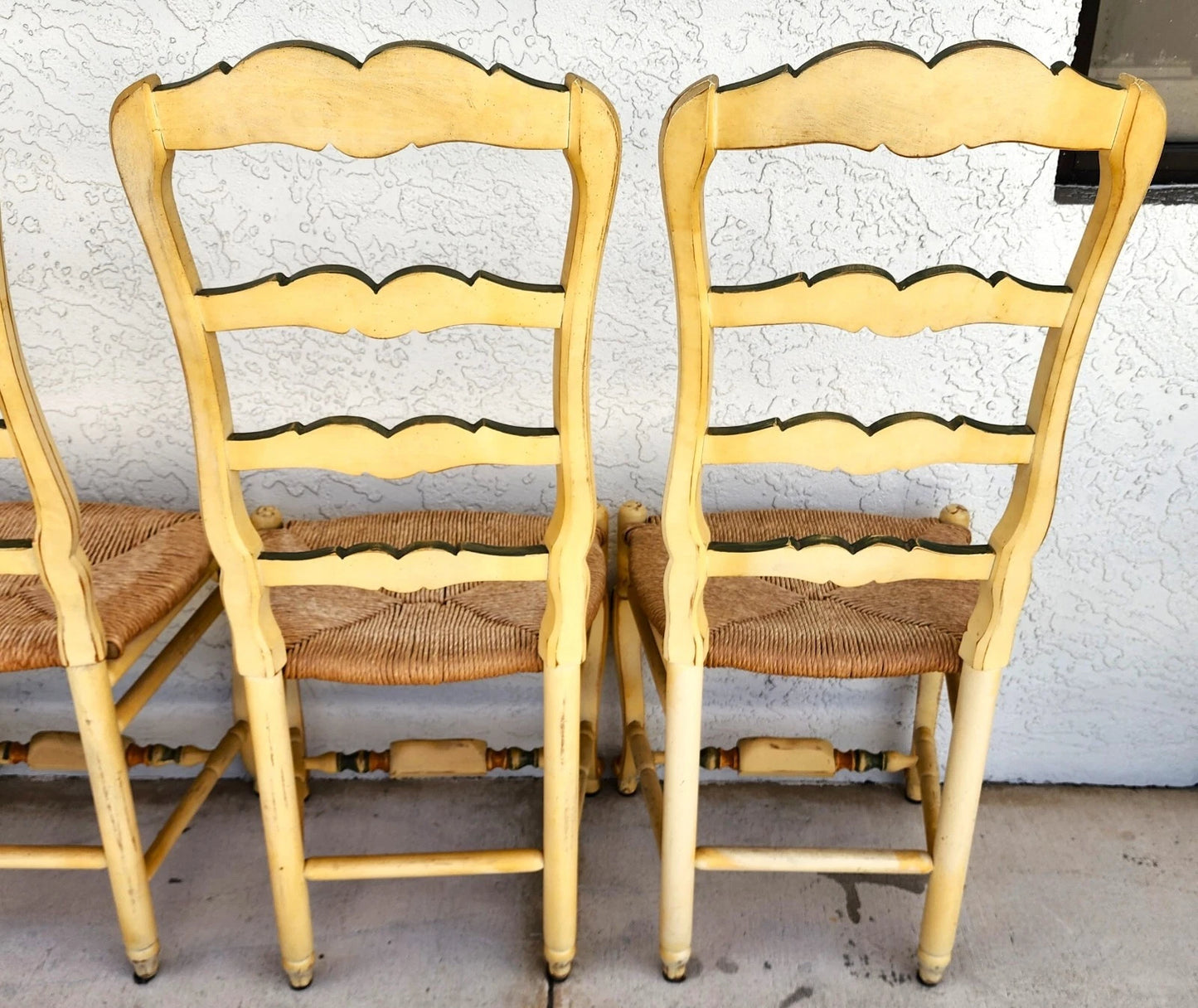 Habersham French Country Dining Chairs Rush Hand Painted
