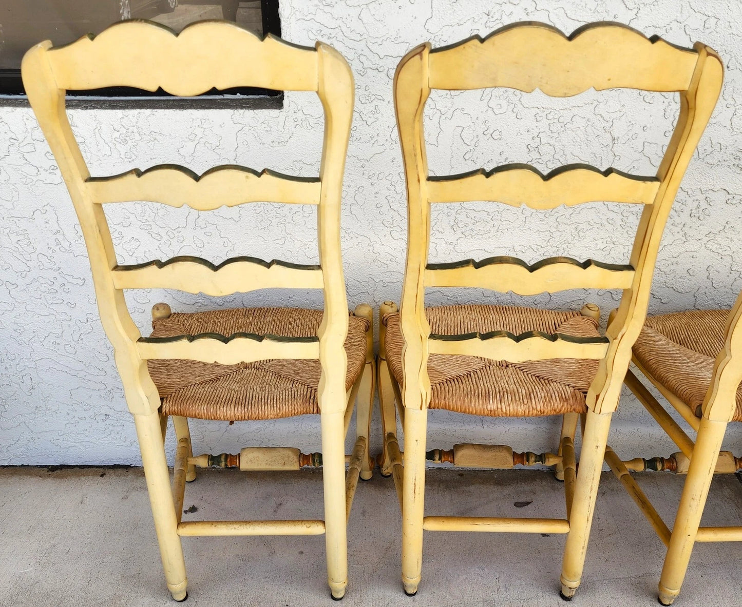 Habersham French Country Dining Chairs Rush Hand Painted