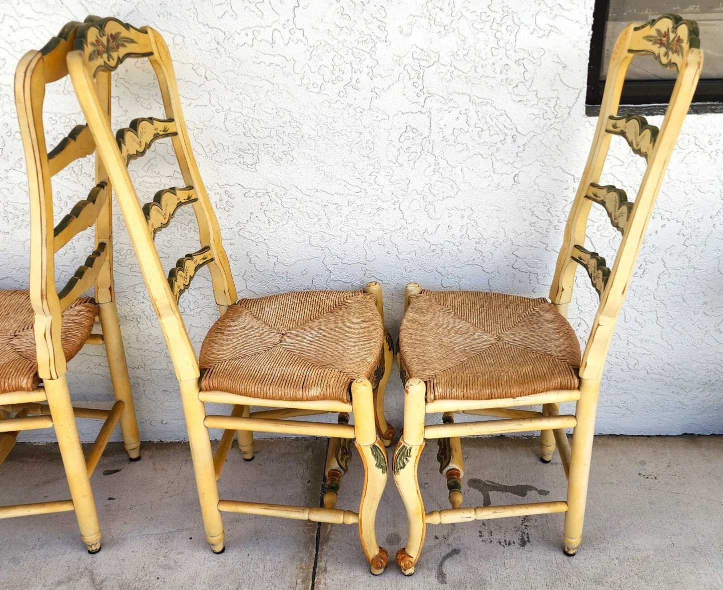 Habersham French Country Dining Chairs Rush Hand Painted