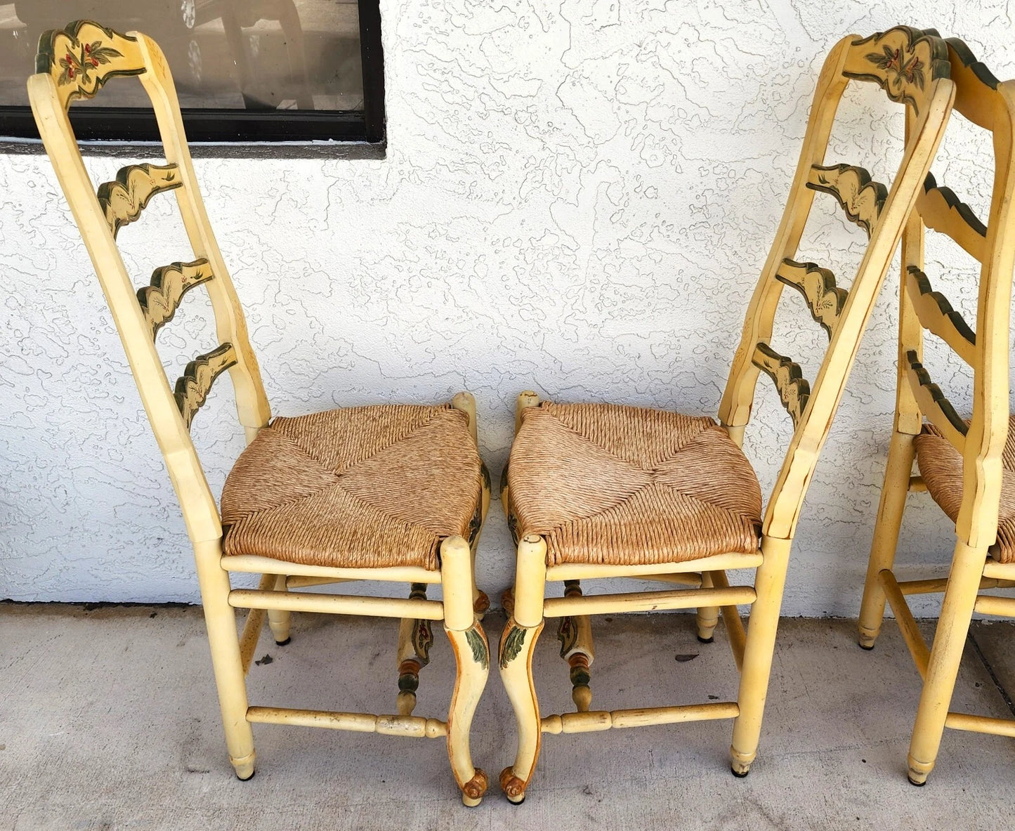 Habersham French Country Dining Chairs Rush Hand Painted