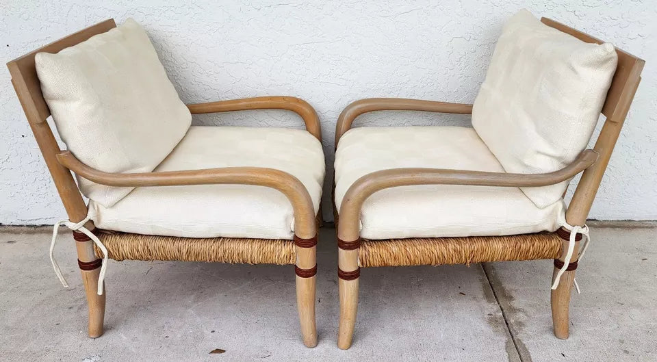 Henredon Palm Beach Coastal Rush Armchairs