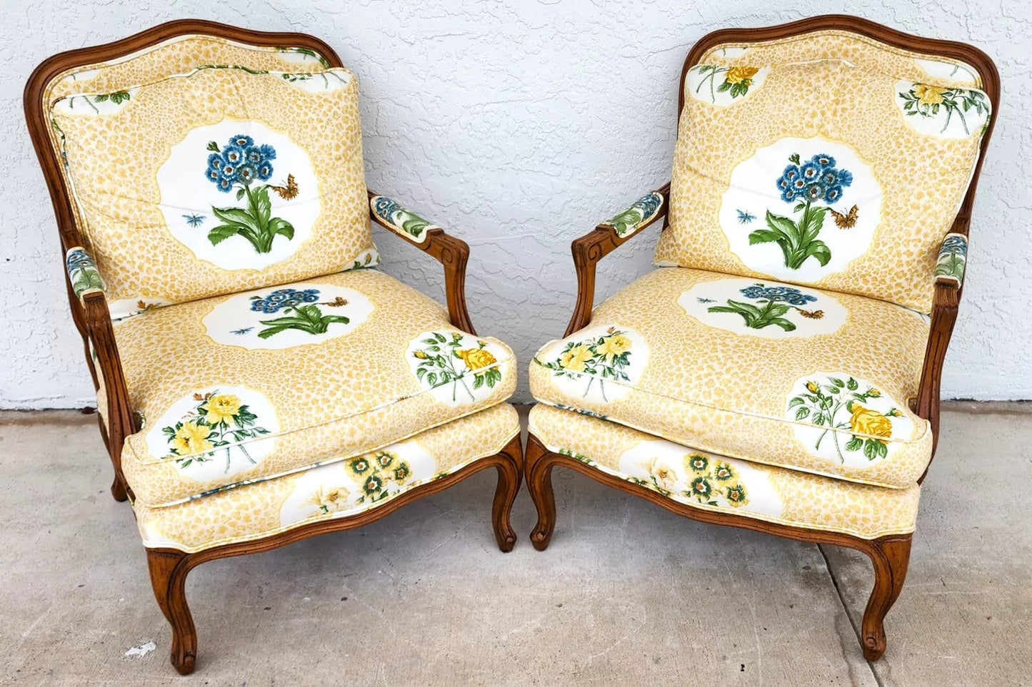French Country Cottage Armchairs Pair by HEIRLOOM