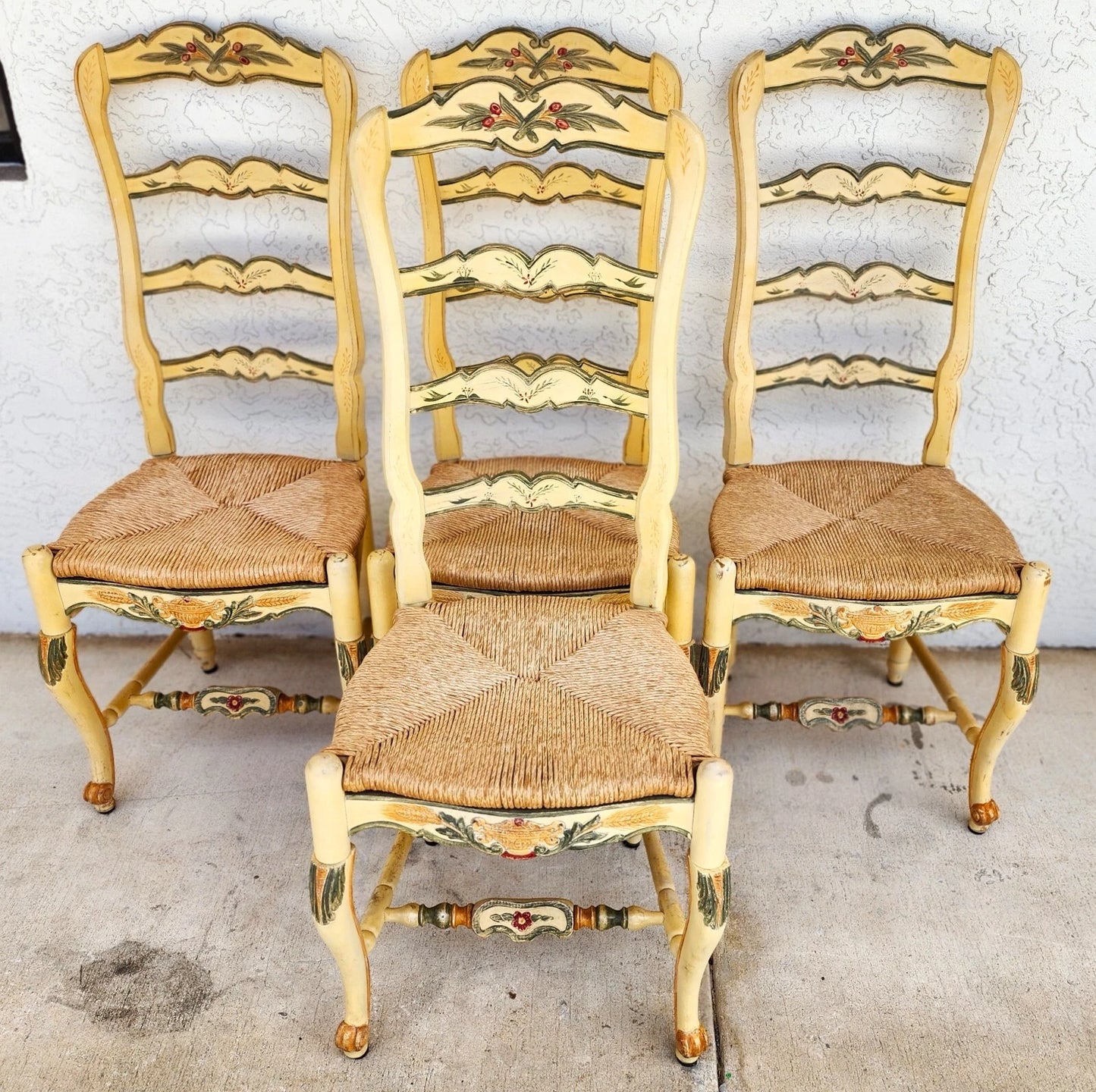 Habersham French Country Dining Chairs Rush Hand Painted