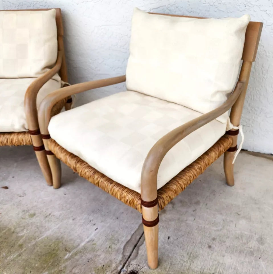 Henredon Palm Beach Coastal Rush Armchairs