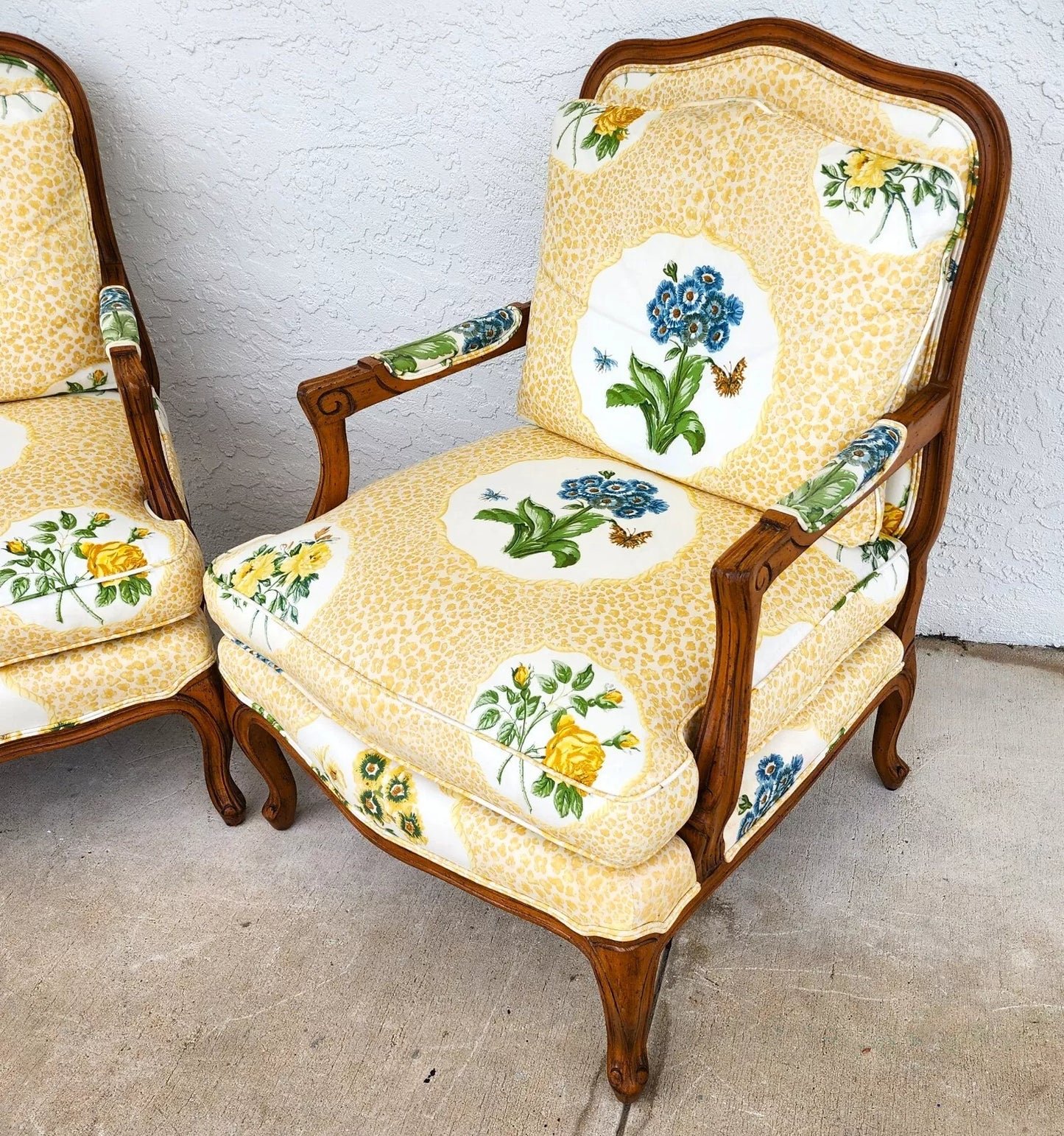 French Country Cottage Armchairs Pair by HEIRLOOM